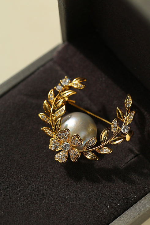 Grey Mabe Pearl Wheat Brooch - House Of Pearls